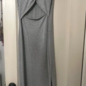 Gray Maxi Dress with Cutout Detail